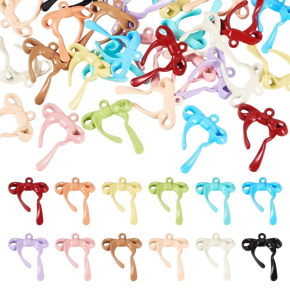 5243 Metal Bowknot Charm 30Pcs Cute Bowknot Alloy Pendants Colorful Bow Tie
